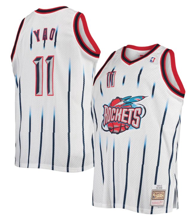 Men's Houston Rockets #11 Yao Ming Mitchell & Ness White Classic Stitched Basketball Jersey Men's Houston Rockets #11 Yao Ming Mitchell & Ness White Classic Stitched Basketball Jersey